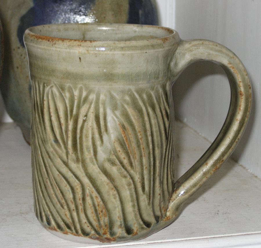 Carved Celedon Cup Ceramic Art by Stephen Hawks