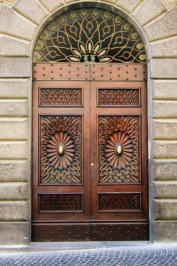 Carved Flower Doors Photograph by Sally Weigand