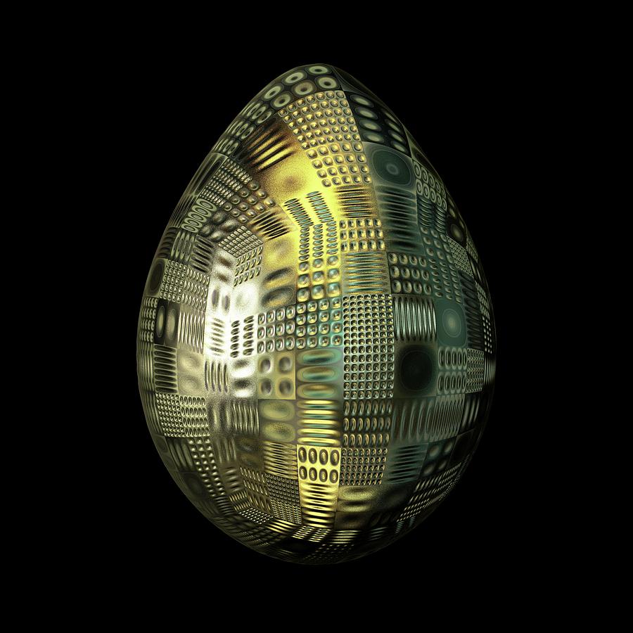 Carved Golden Patterned Egg Digital Art by Hakon Soreide