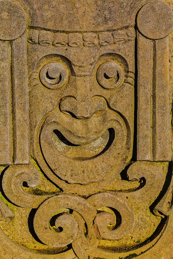 Architecture Photograph - Carved Stone Face by Garry Gay