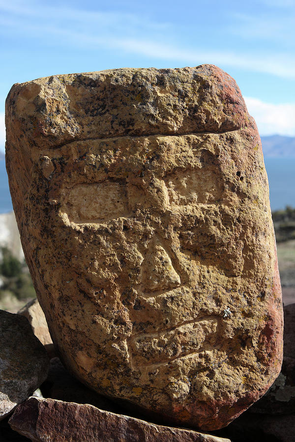 Carved Stone Head, Isla del Sol, Lake Titicaca Photograph by Aidan Moran