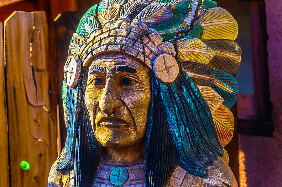 Carved Wooden Indian Photograph by Garry Gay