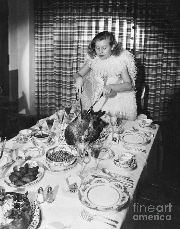 Carving the Thanksgiving Turkey Photograph by American School