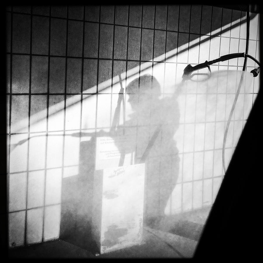 Black And White Photograph - Carwash shadow and light by Matthias Hauser