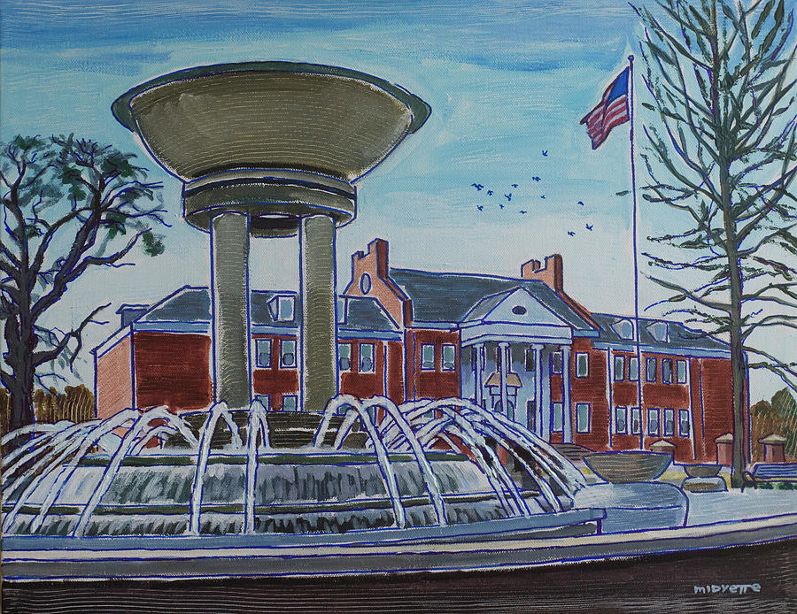Cary Arts Center and Fountain Painting by Tommy Midyette