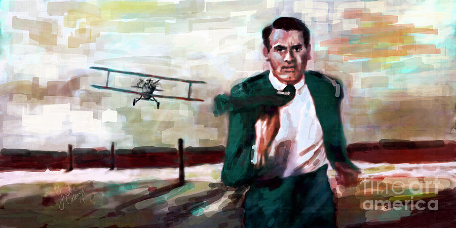 Cary Grant North by Northwest Crop Duster Digital Art by Ginette Callaway