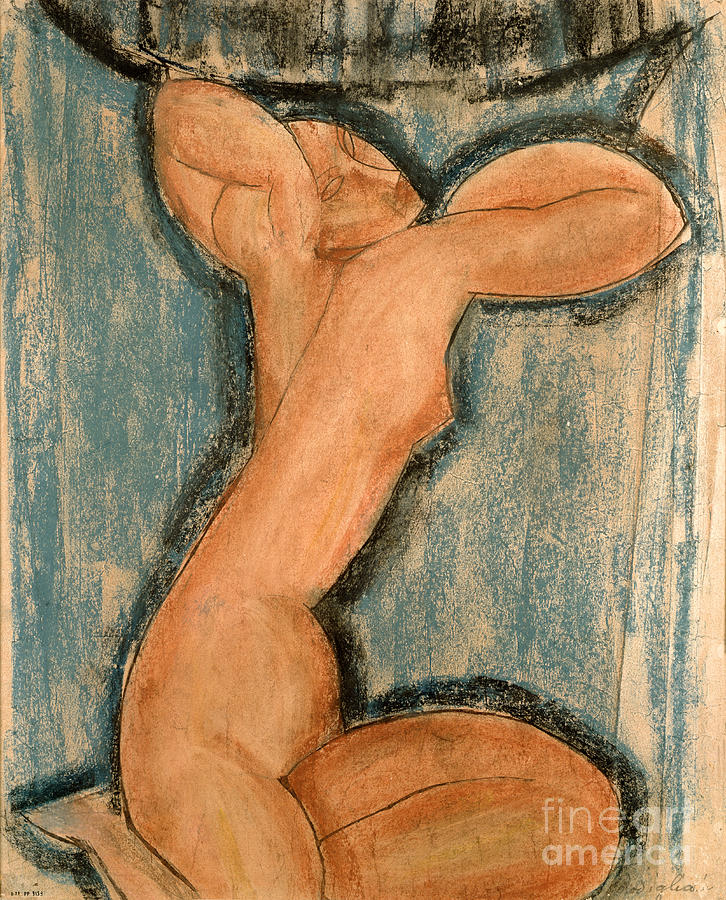 Caryatid, 1911 by Modigliani  Painting by Amedeo Modigliani