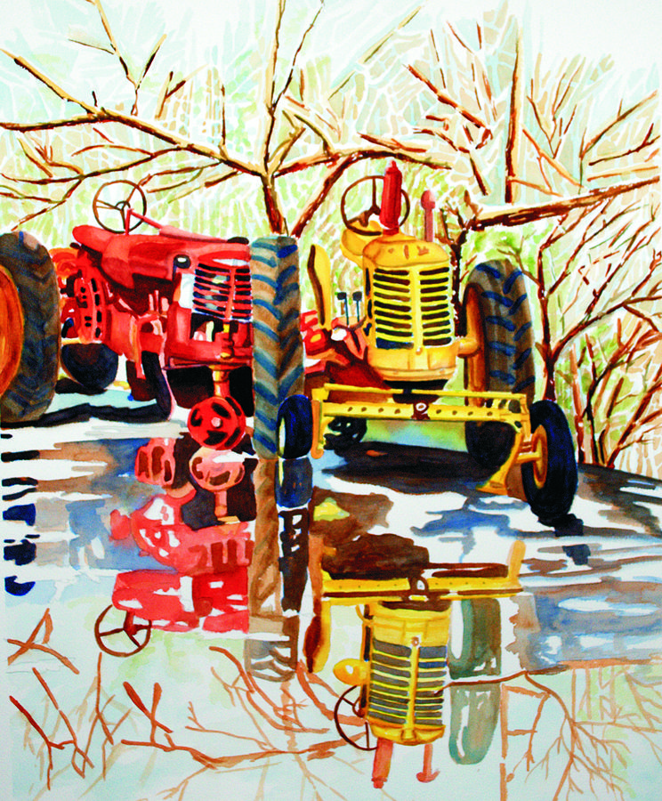 Casa de Fruita Tractor 1 Painting by Gerald Carpenter