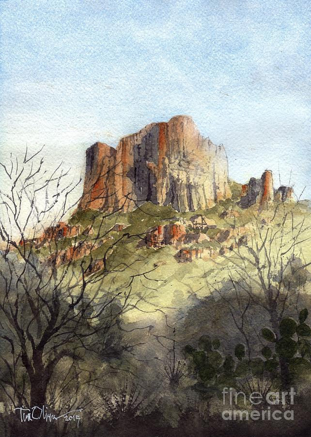Big Bend National Park Painting - Casa Grande in the Chisos by Tim Oliver