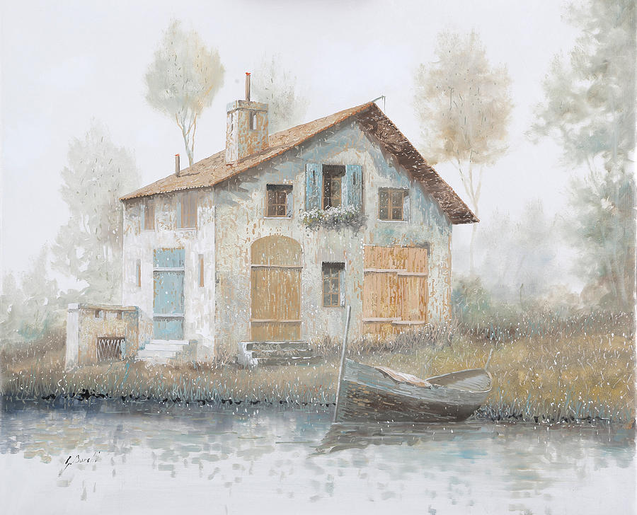 Fall Painting - Casa Pallida Nella Nebbia by Guido Borelli