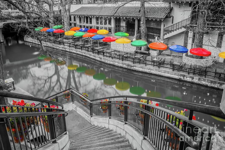 Casa Rio River Walk in Selective Color Photograph by Michael Tidwell