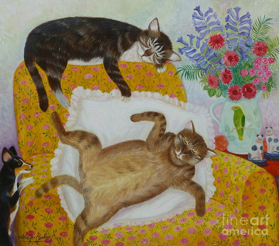 Cat Painting - CASANOVA and PRINCE by Colette Raker