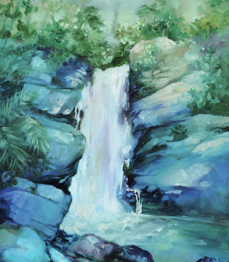 Waterfall Painting - Cascada en la Bosque by Monica Linville