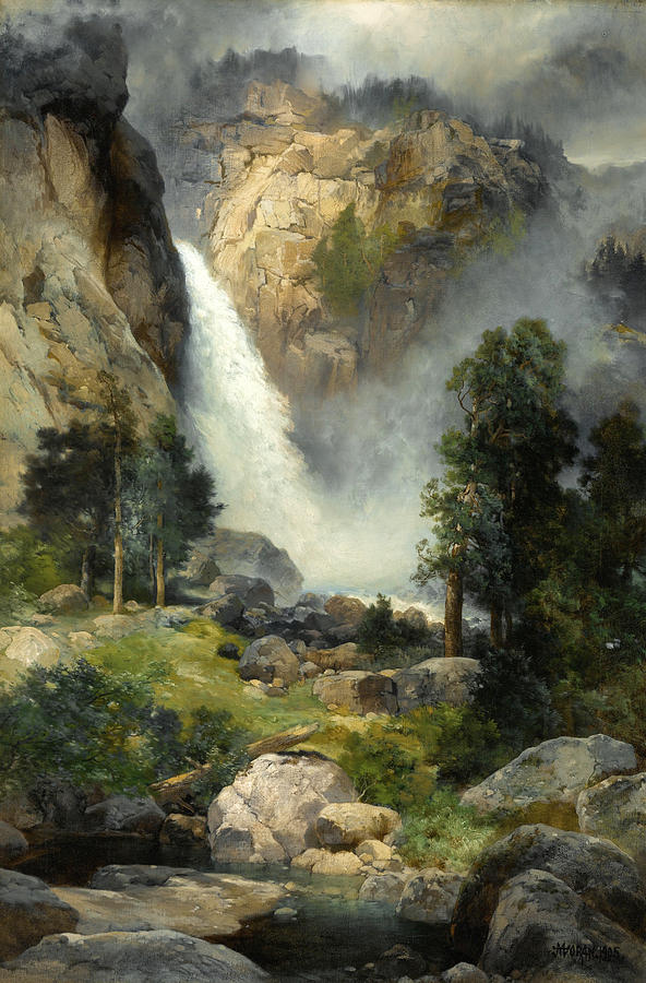 Cascade Falls. Yosemite Painting by Thomas Moran