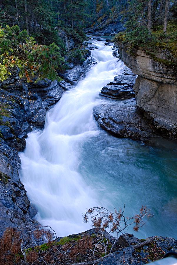 Cascade in the Maligne Canyon Photograph by Larry Ricker