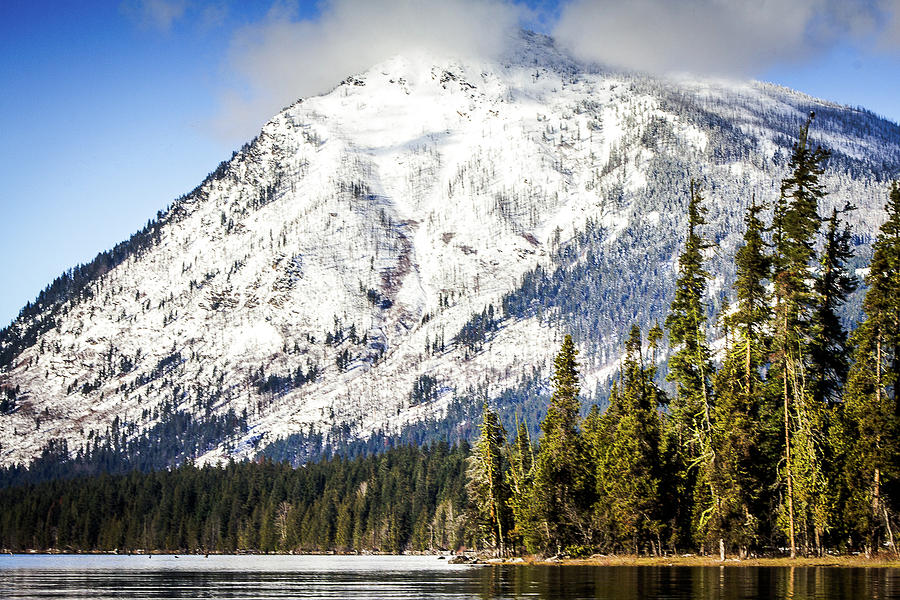 Cascade Mountains Rise Above The Wenatchee River On A Clear Day Near