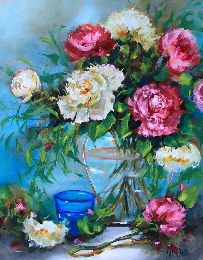 Cascade Pink Peonies Painting by Nancy Medina - Fine Art America