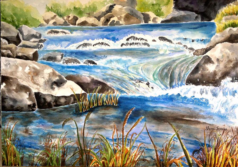 Waterfall Painting - Cascade by Shamsi Jasmine
