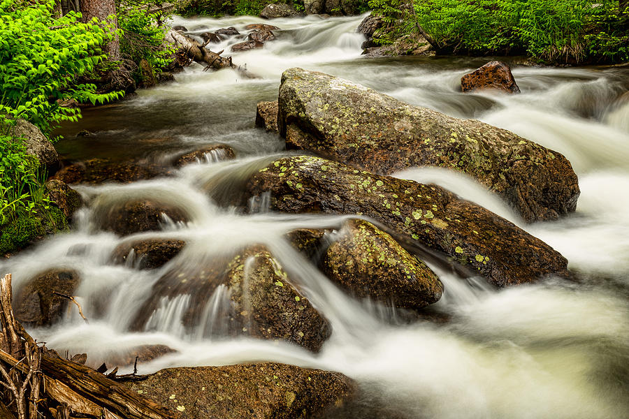 Cascading Water And Rocky Mountain Rocks Photograph