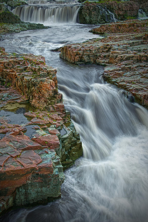 Cascading Waterfalls in Falls Park Sioux Falls Photograph by Randall Nyhof