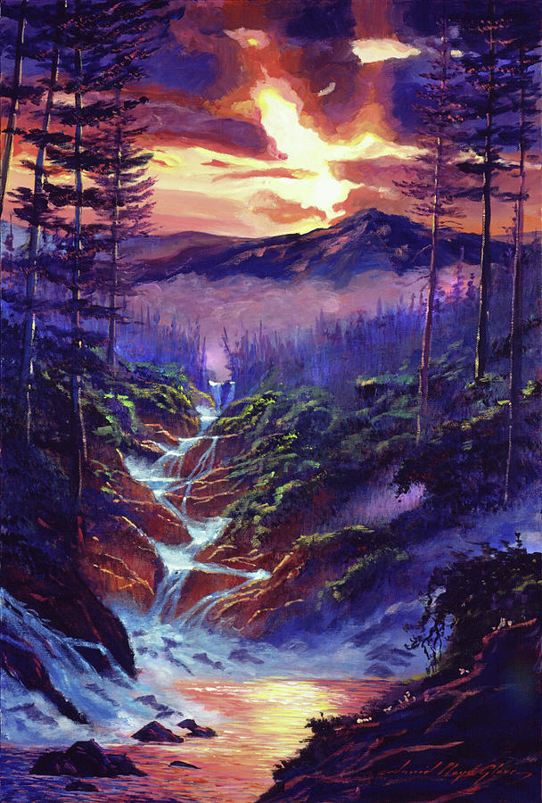 Cascading Waters Painting by David Lloyd Glover