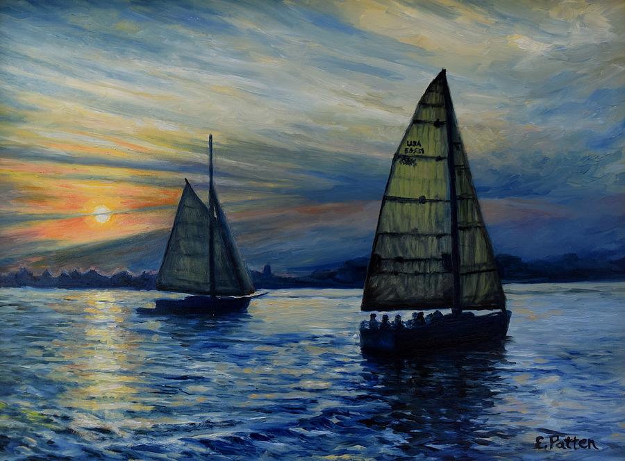 Casco Bay Sunset Painting by Eileen Patten Oliver