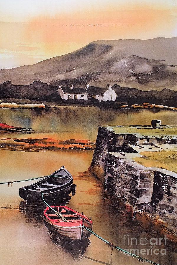 Cashel Pier nr Roundstone Galway Painting by Val Byrne
