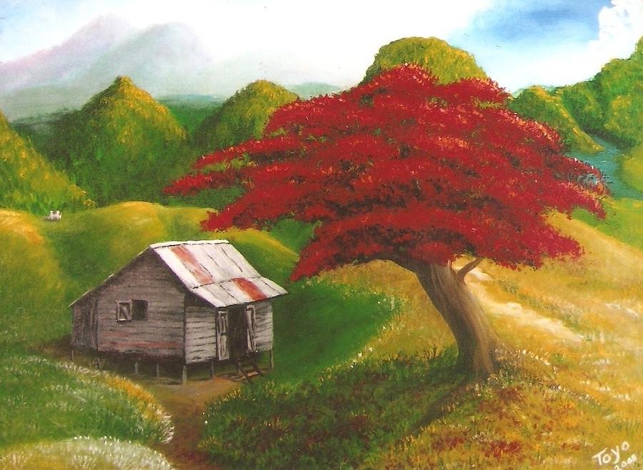 Mountain Painting - Casita Feliz by Toyo Perez