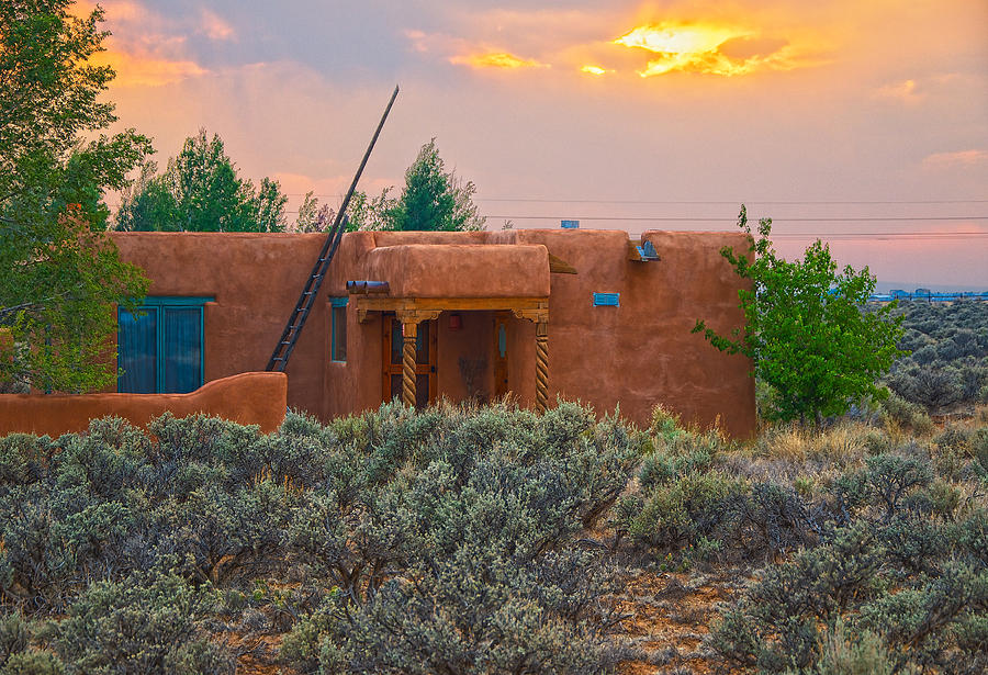 Casita in Taos at sunset Photograph by Charles Muhle