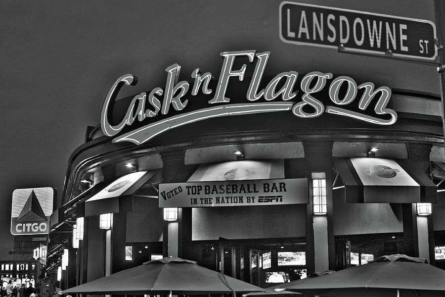 Cask and Flagon Citgo Sign Lansdowne street Black and White Photograph by Toby McGuire