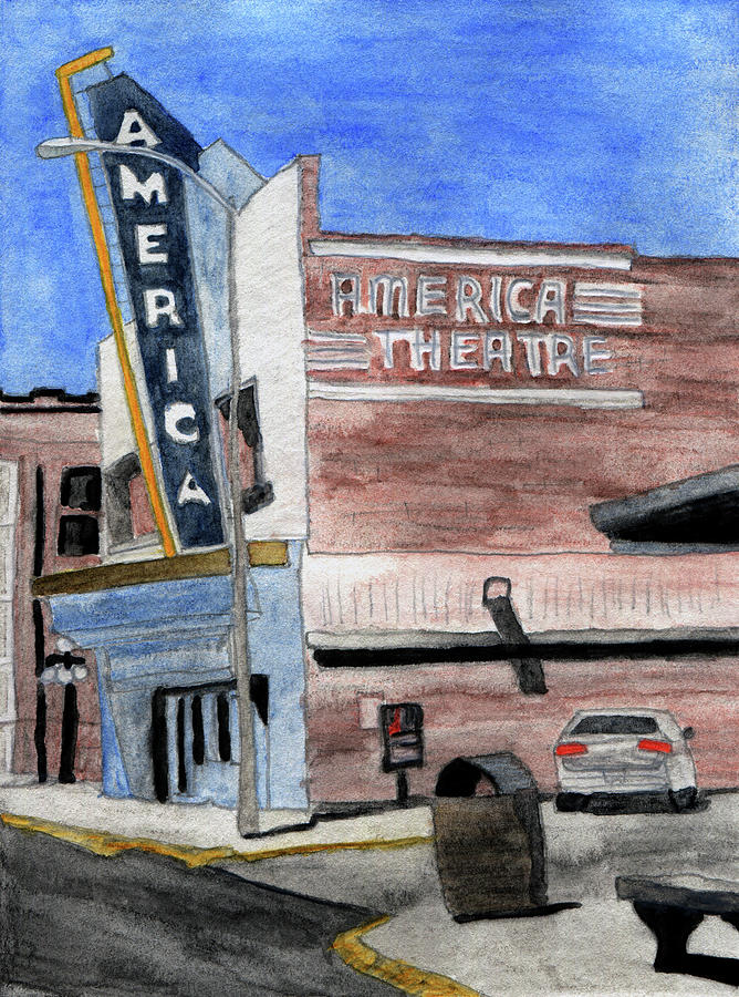 Casper Wyoming Movie Theater Painting by R Kyllo