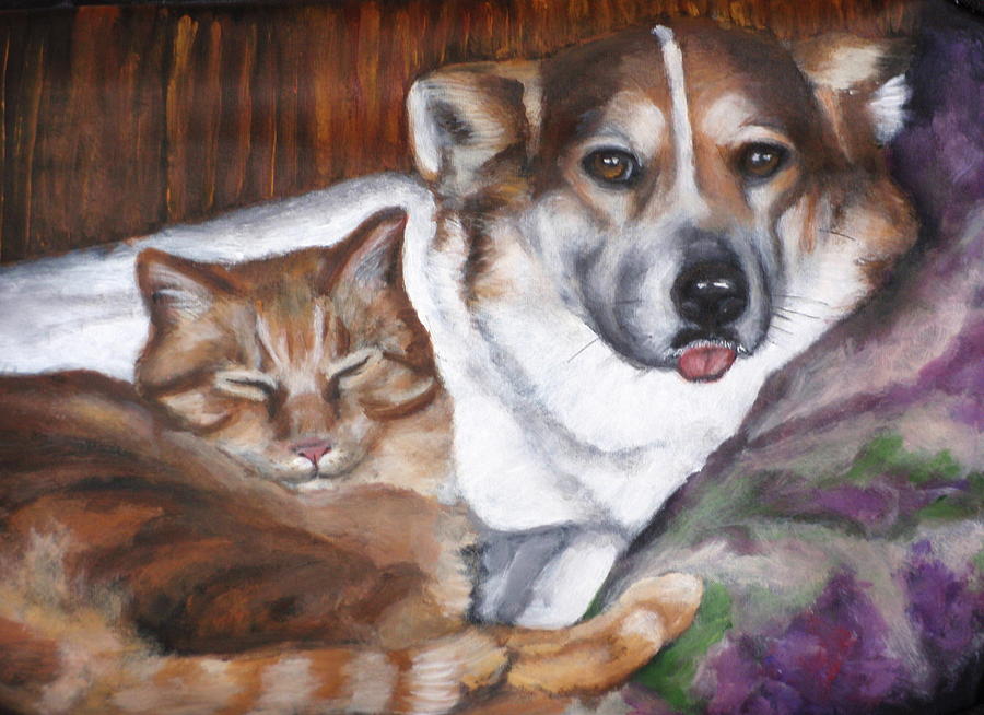 Cassie and Tigger Painting by Carol Russell
