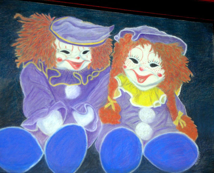 Aunt Cassies Raggedy Ann and Andy  Pastel Pastel by Antonia Citrino