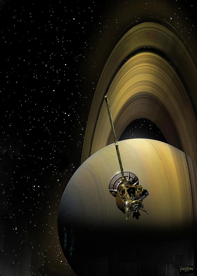 Cassini Approaching Saturn Digital Art by James Vaughan