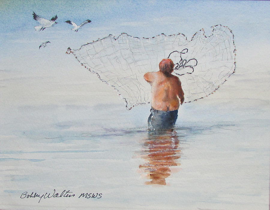 Cast Net Fishing Painting by Bobby Walters - Fine Art America