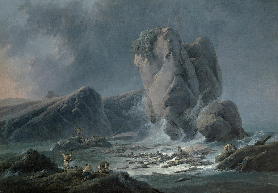 Castaways Arriving at the Coast Painting by Jean-Baptiste Pillement