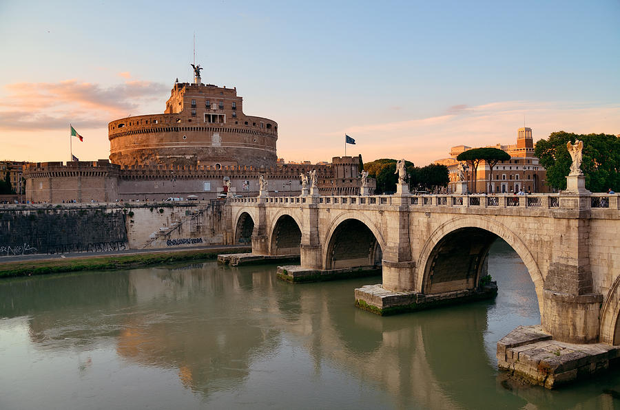 Castel Sant Angelo and River Tiber Rome Photograph by Songquan Deng