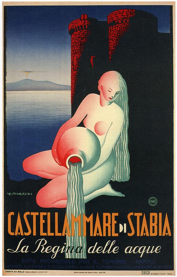Queen Mixed Media - Castellammare Di Stabia - La Regina Delle Acque - Retro travel Poster - Vintage Poster by Studio Grafiikka