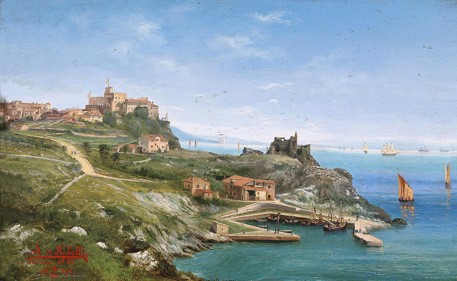 Castello de Duino near Trieste Painting by Ludwig Rubelli von Sturmfest