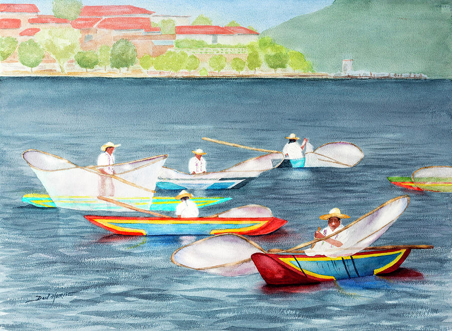 Boat Painting - Casting Their Nets by Don Harvie
