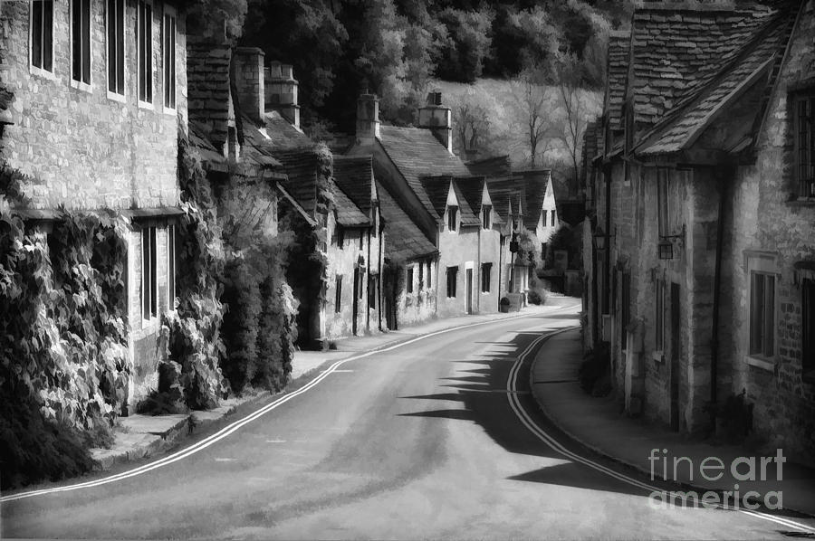 Castle Combe Photograph - Castle Combe England 2 BW  by Mike Nellums