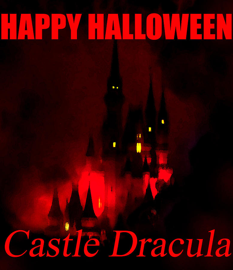 Castle Dracula Halloween card Painting by David Lee Thompson