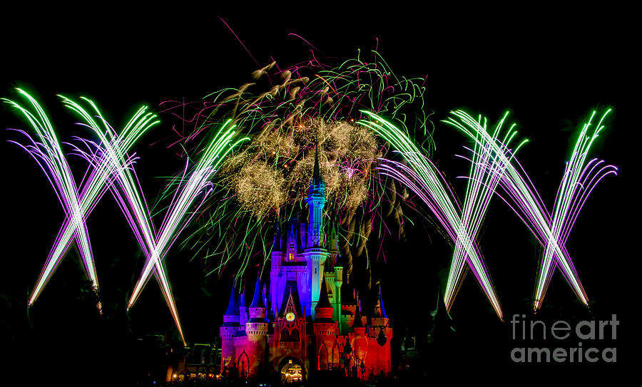 Christmas Photograph - Castle Fireworks Finally by Darcy Michaelchuk