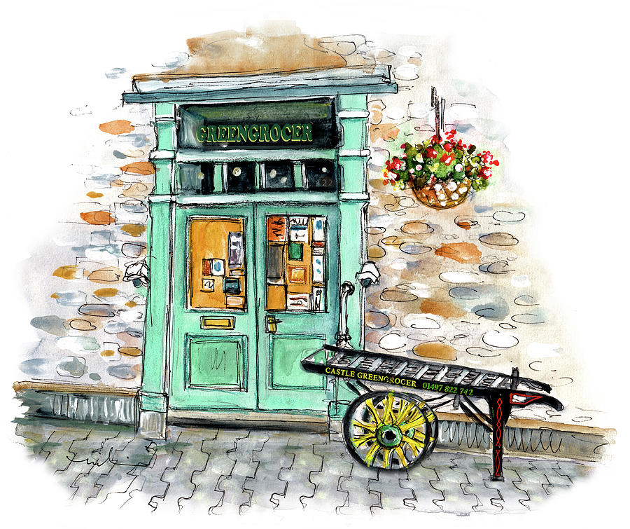 Castle Greengrocer In Hay On Wye Painting by Miki De Goodaboom