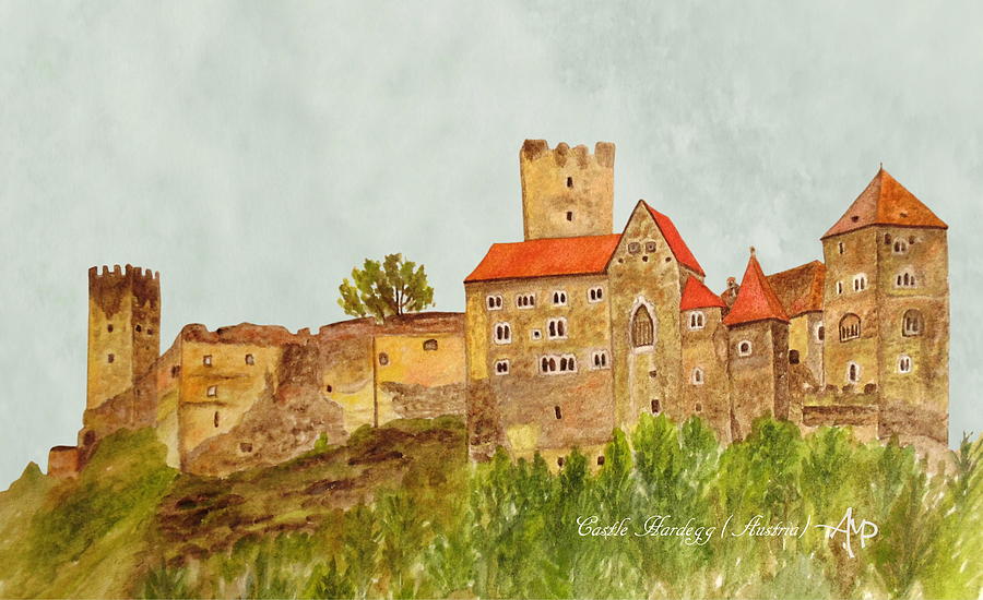Castle Painting - Castle Hardegg by Angeles M Pomata