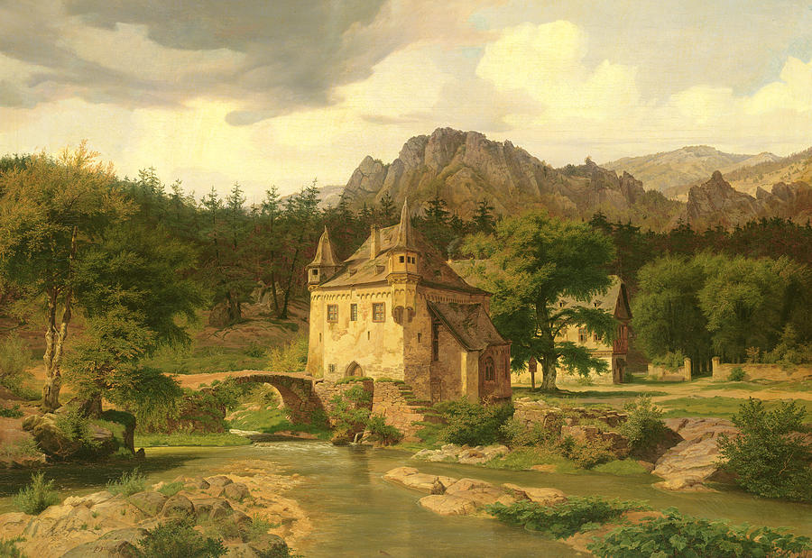 Castle Painting - Castle in the Mountains by Carl Dahl 
