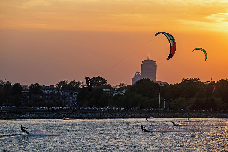 Castle Island Kite Boarded Boston MA Sunset 2 Photograph by Toby McGuire