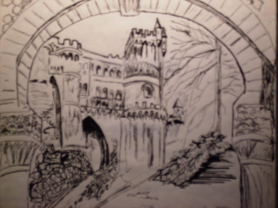 Landscape Drawing - Castle by Karen Salley-Rice Landscape Drawing - Castle by Karen Salley-Rice