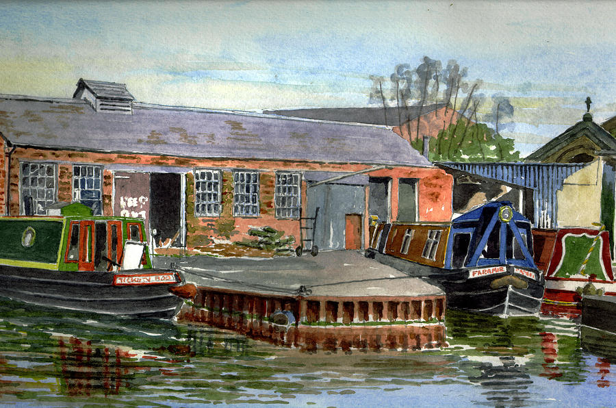 Transportation Painting - Castle Mill Boatyard. Oxford by Mike Lester