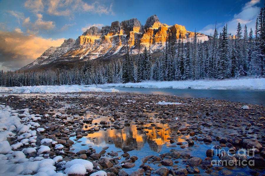 Castle Mountain Golden Reflections Photograph by Adam Jewell